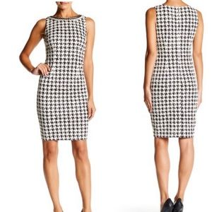 Eliza J Jewel Neck Houndstooth Sheath Dress
